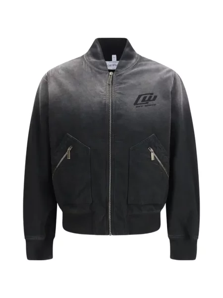 Geacă bomber Off-white cu imagine alb