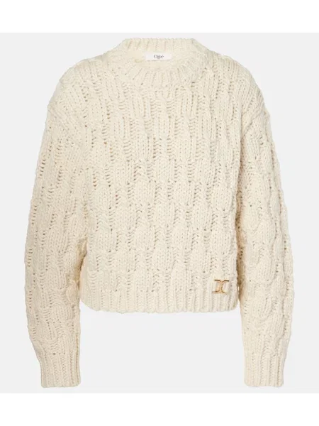 Pulover Chloé de lână alb