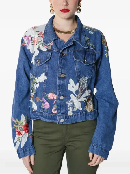 Kurtka jeansowa Lethicia Bronstein w kwiatki niebieska