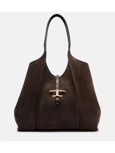 Geantă shopper Tod's din piele de căprioară maro