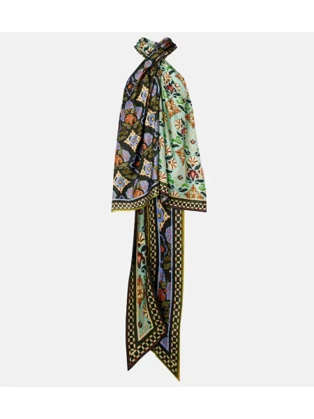 Top Alemais de mătase cu model floral cu gât halter