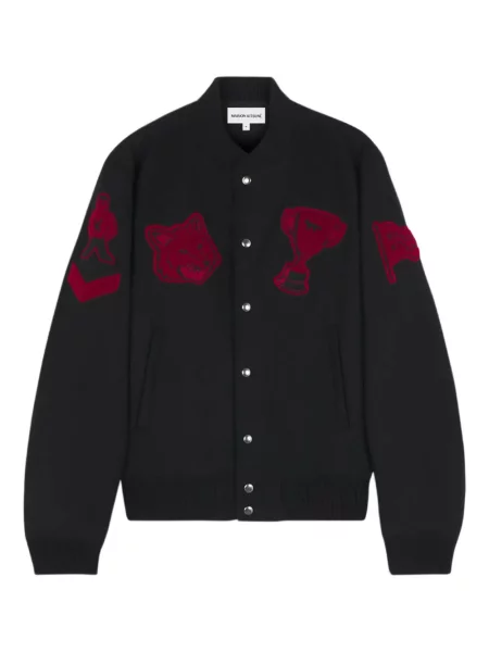 Geacă Maison Kitsune cu aplicații negru