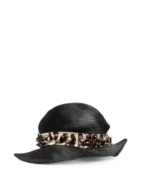 Leopardí sluneční klobouk Dolce & Gabbana s potiskem černý