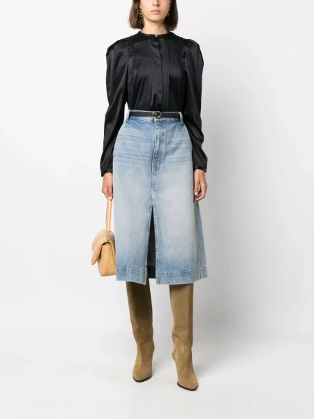 Plisuotas nėriniuotas palaidinė Isabel Marant juoda