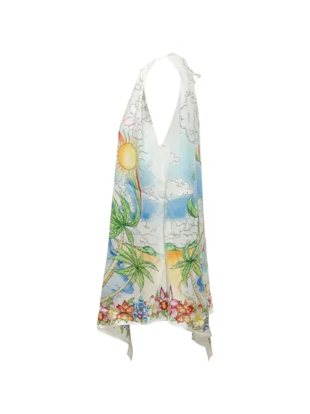 Rochie Casablanca cu imagine cu gât halter alb