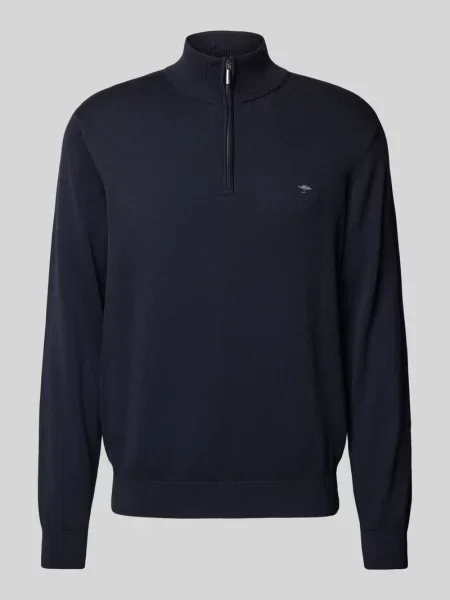 Bluza z kołnierzem z wyhaftowanym logo Fynch-hatton niebieska