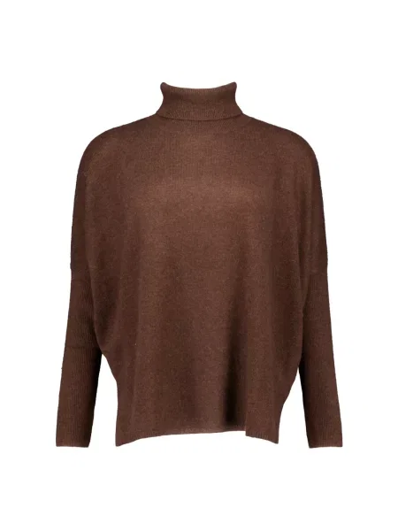 Lniany sweter z golfem Absolut Cashmere brązowy