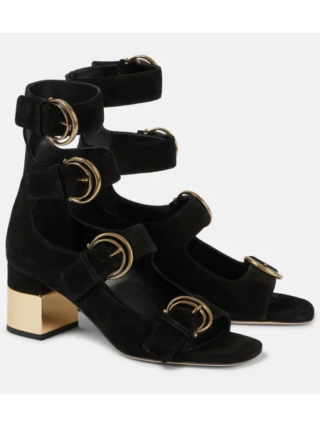 Pantofi cu toc Chloé din piele de căprioară negru