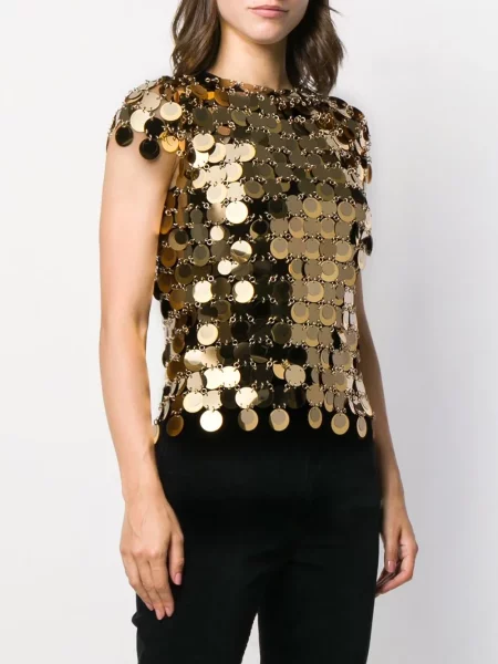 Tričko Paco Rabanne s flitry zlaté