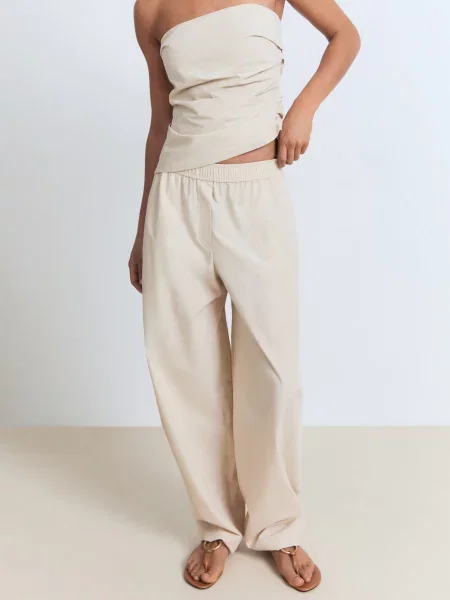 Штани повсякденні MANGO кремовий