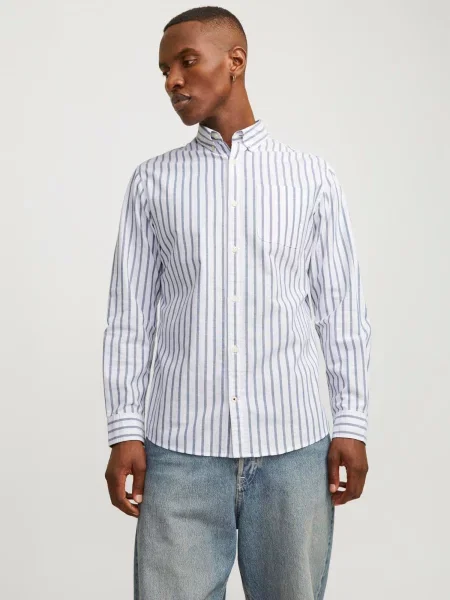 JACK & JONES Srajca temno modra bela
