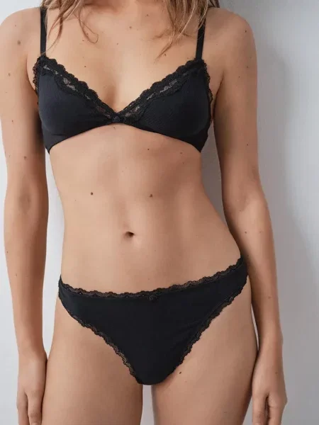 Women'secret tanga s bavlnou černé
