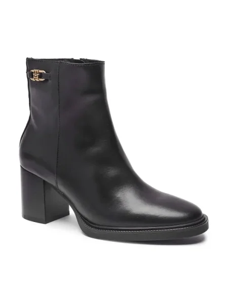 Tommy Hilfiger De piele botine cu STACKED negru