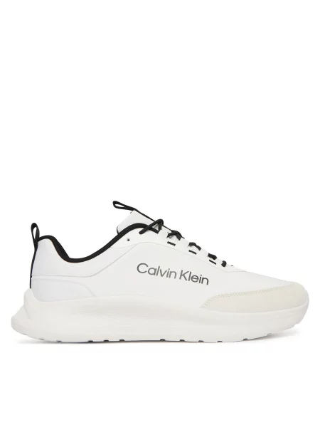 Obuv Calvin Klein Light Eva Runn Essential Laceup Suede bright white/black bílé