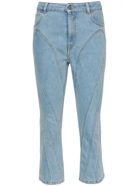 Cropp blugi Mugler cu talie înaltă albastru