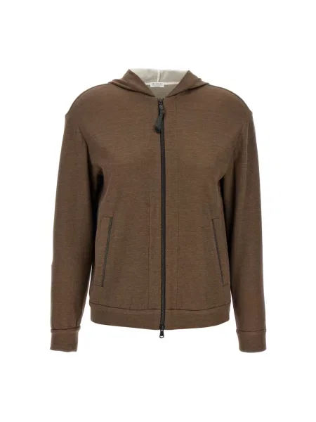 Bluza z kapturem Brunello Cucinelli brązowa