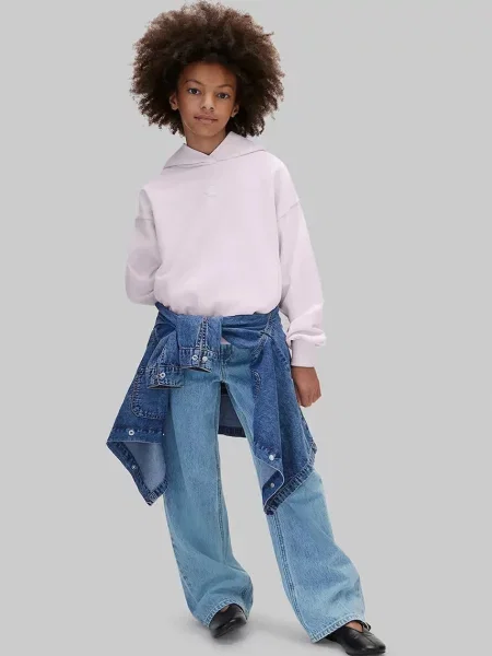 Суичър с качулка Calvin Klein Jeans виолетово