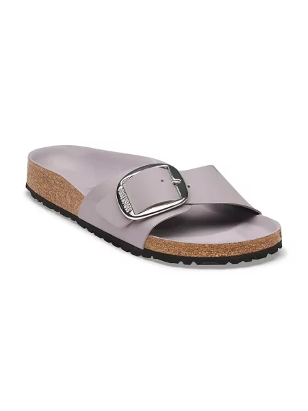 Papuci Birkenstock din piele cu cataramă violet