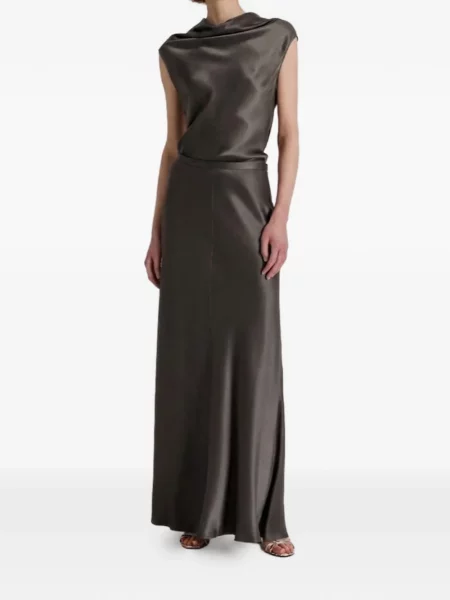 Top Alberta Ferretti din satin maro