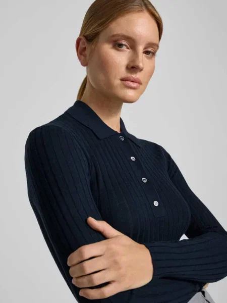 Koszulka henley z wełny Style Icon Collection granatowa