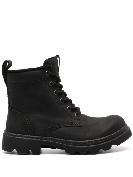 Botine Ecco cu șireturi din piele de căprioară negru