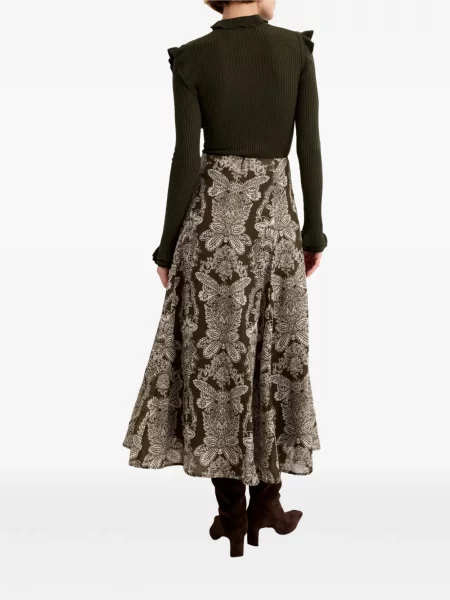 Fusta maxi Marie Oliver cu imagine cu model paisley verde