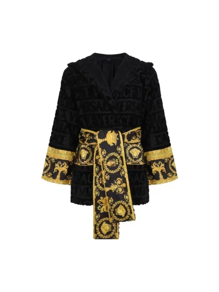 Krótka bluza Versace frotte w serca czarna