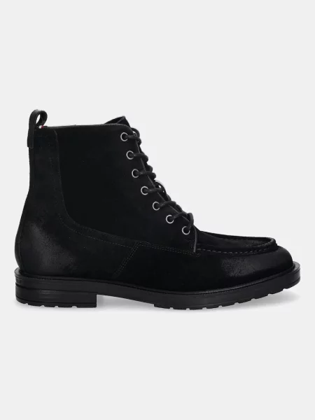 Čevlji iz semiša Tommy Hilfiger CLEATED HILFIGER W SDE MOC BOOT črna