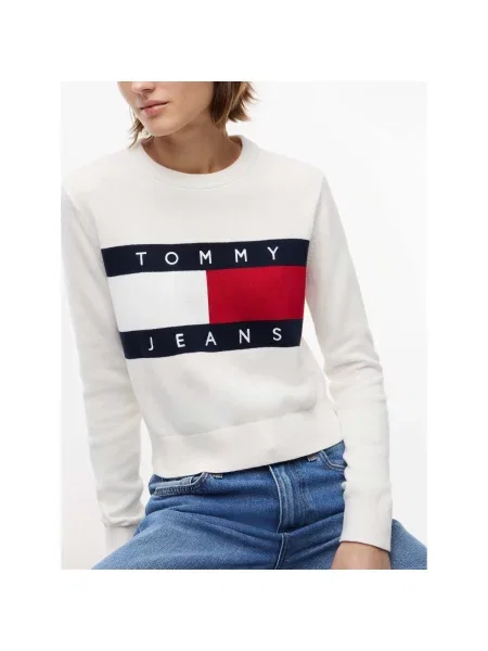 Tommy Jeans Sveter Flag Biela béžová
