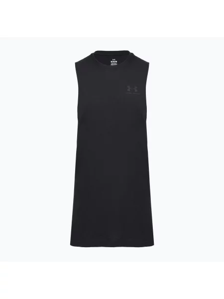 Férfi edző póló Under Armour Left Chest Cut Off Tank black/black. Méret: S fekete
