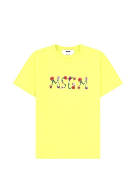 Tricou Msgm cu model floral cu autograf galben