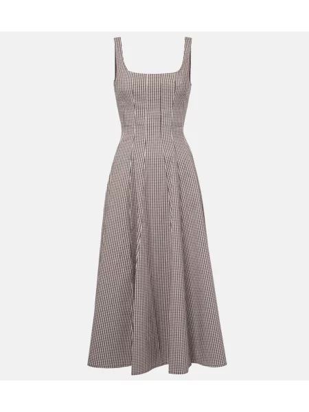 Sukienka midi Staud w kratkę do kolan garniturowa