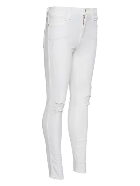 Blugi skinny Frame zdrențuiți skinny fit alb