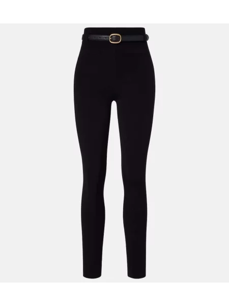 Cu centură leggings Self-portrait cu talie înaltă negru