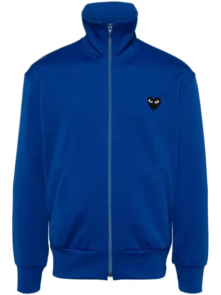 Geacă Comme Des Garcons Play cu imagine din jerseu cu motiv cu inimi albastru