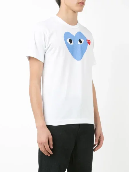 Tričko Comme Des Garçons Play s potiskem se srdcovým vzorem bílé