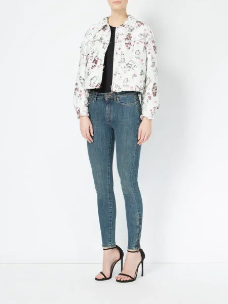 Geacă Giambattista Valli zdrențuiți cu model floral alb