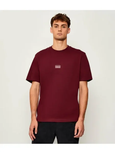 HUGO Tricou Delastee | Relaxed fit bordo