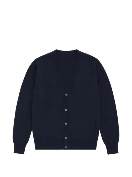 Cardigan Emporio Armani cu decolteu în V cu autograf albastru