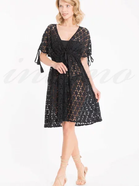 Пляжная прозрачная туника чорна