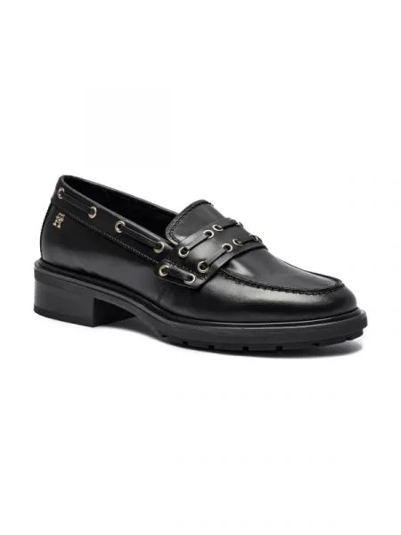 Tommy Hilfiger Bőr loafer cipők fekete