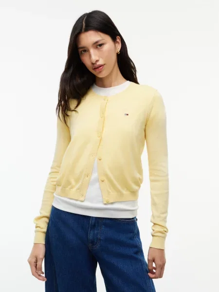 Tommy Jeans Kardigán ESSENTIAL svetložltá