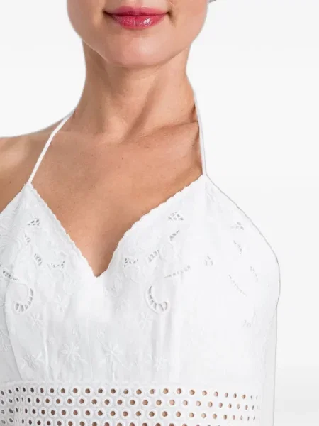 Midi šaty Twinset s výstřihem halter bílé