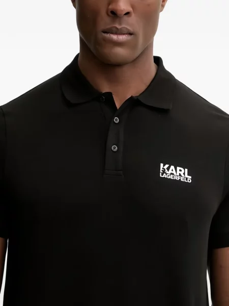 Поло тениска Karl Lagerfeld с автограф черно