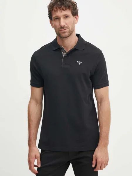 Barbour póló Tartan Pique Polo nyomott mintás fekete