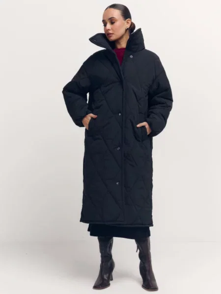 Пальто з утеплювачем Lilove жатка чорний