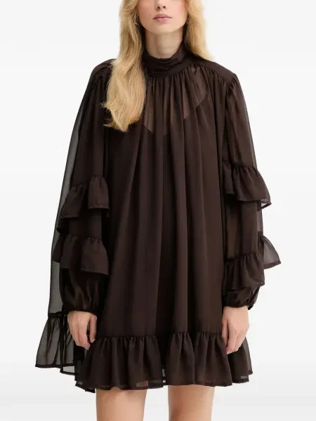 Rochie Gestuz cu volane de costum maro