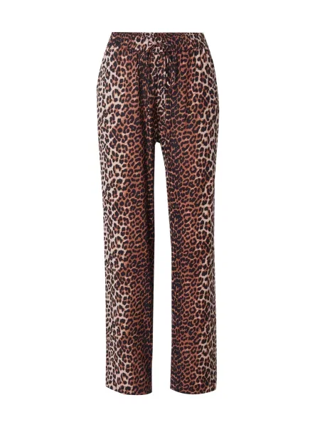 PIECES Pantaloni PCNYA pielii / maro coniac negru
