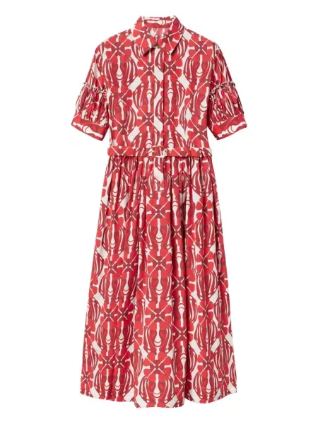 Sukienka midi La Doublej do kolan garniturowa czerwona