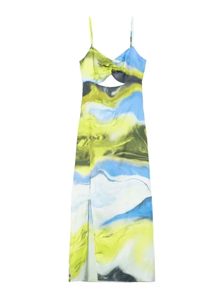 Bershka Obleka / svetlo / svetlo zelena / temno zelena modra